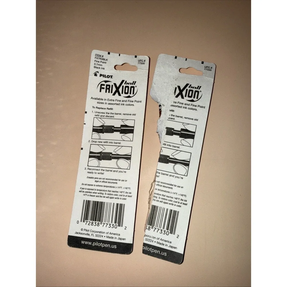 Pilot Refill For Frixion Erasable Gel Ink‎ Pen Black 3/pk 77330 Total 5 Refills